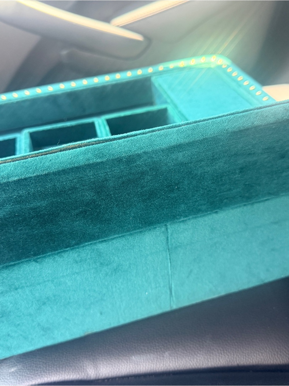 Gucci Teal Velvet Jewelry Tray with Gold Stud Accents - Picture 5 of 6